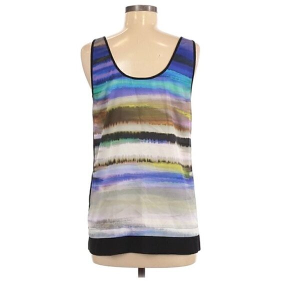 DKNY Jeans Tank Top M Sleeveless Colorful Gradient Print Summer Vacation Beach - Picture 3 of 7